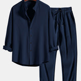 Ensemble Capucine — chemise côtelée à col officier et manches longues coupe ajustée & pantalon côtelé