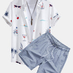 Ensemble — chemise à imprimé palmiers nautique & short de bain à imprimé rayé