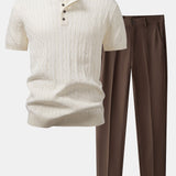 Ensemble — chemise henley en maille torsadée & pantalon fuselé coupe slim