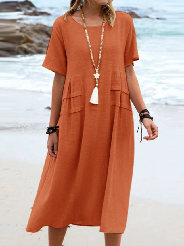 Carole | Robe fluide et confortable Orange, photo studio