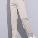 Ensemble — polo zippé en maille texturée à bordure contrastante & pantalon à taille élastique