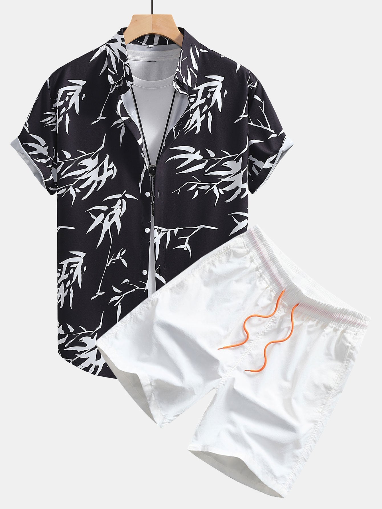 Ensemble — chemise à imprimé feuilles de bambou & short de bain