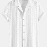 Ensemble — chemise cubaine jacquard géométrique & short texturé froissé à cordon