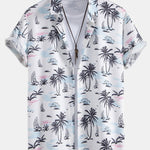 Ensemble — chemise à imprimé palmiers et voiliers & short de bain mi-long à cordon