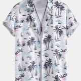 Ensemble — chemise à imprimé palmiers et voiliers & short de bain mi-long à cordon