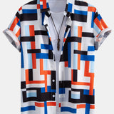 Ensemble Améline — chemise à imprimé rayé color block & short de bain