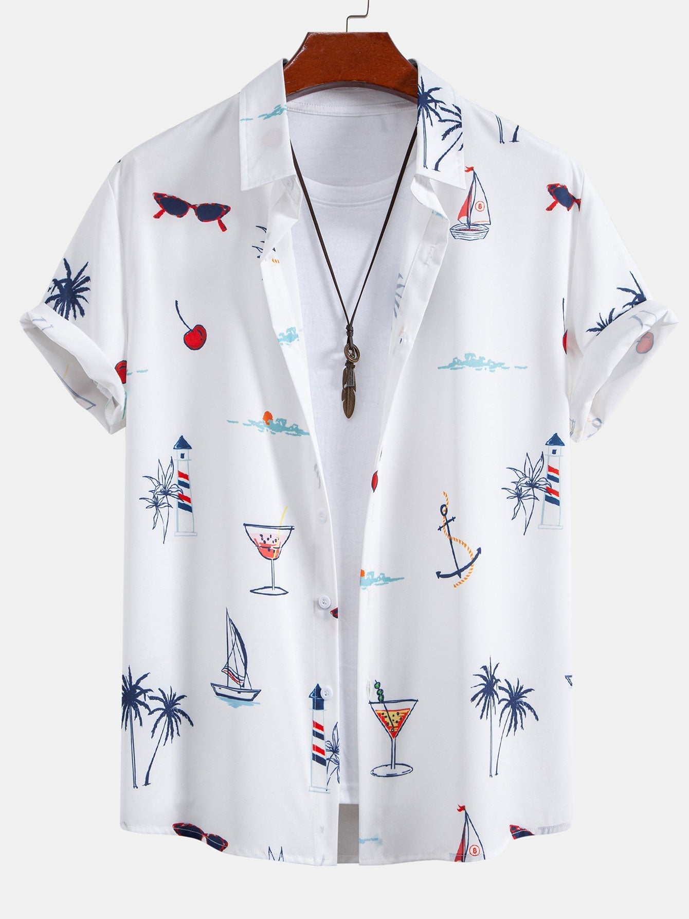 Ensemble — chemise à imprimé palmiers nautique & short de bain à imprimé rayé