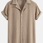 Ensemble — chemise cubaine en éponge rayée & short en éponge rayé