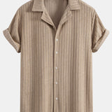Ensemble — chemise cubaine en éponge rayée & short en éponge rayé