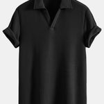Ensemble — polo gaufré à col V & short gaufré en maille à cordon