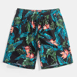 Ensemble Capucine — chemise à imprimé plantes tropicales & short de bain à cordon