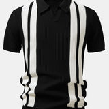Ensemble Améline — polo en maille rayée à col Johnny & pantalon fuselé coupe slim