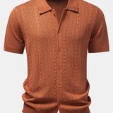 Ensemble — chemise boutonnée en maille jacquard torsadé & pantalon en lin à jambe droite