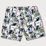 Ensemble — chemise en lin et viscose & short de bain à imprimé palmiers et voiliers