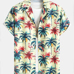 Ensemble — chemise à imprimé flamants roses et palmiers coupe décontractée & short de bain