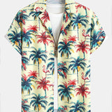 Ensemble — chemise à imprimé flamants roses et palmiers coupe décontractée & short de bain