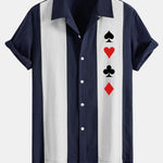 Chemise bowling patchwork en lin à imprimé poker