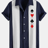Chemise bowling patchwork en lin à imprimé poker