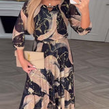 Éliane | Robe maxi élégante à imprimé marbre