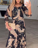 Éliane | Robe maxi élégante à imprimé marbre