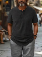 TEXTURED CREW NECK SHIRT FOR MEN