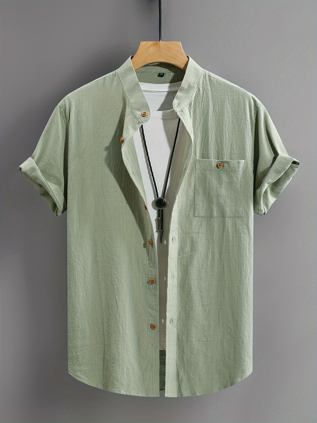 CREW NECK BUTTON SHIRT FOR MEN