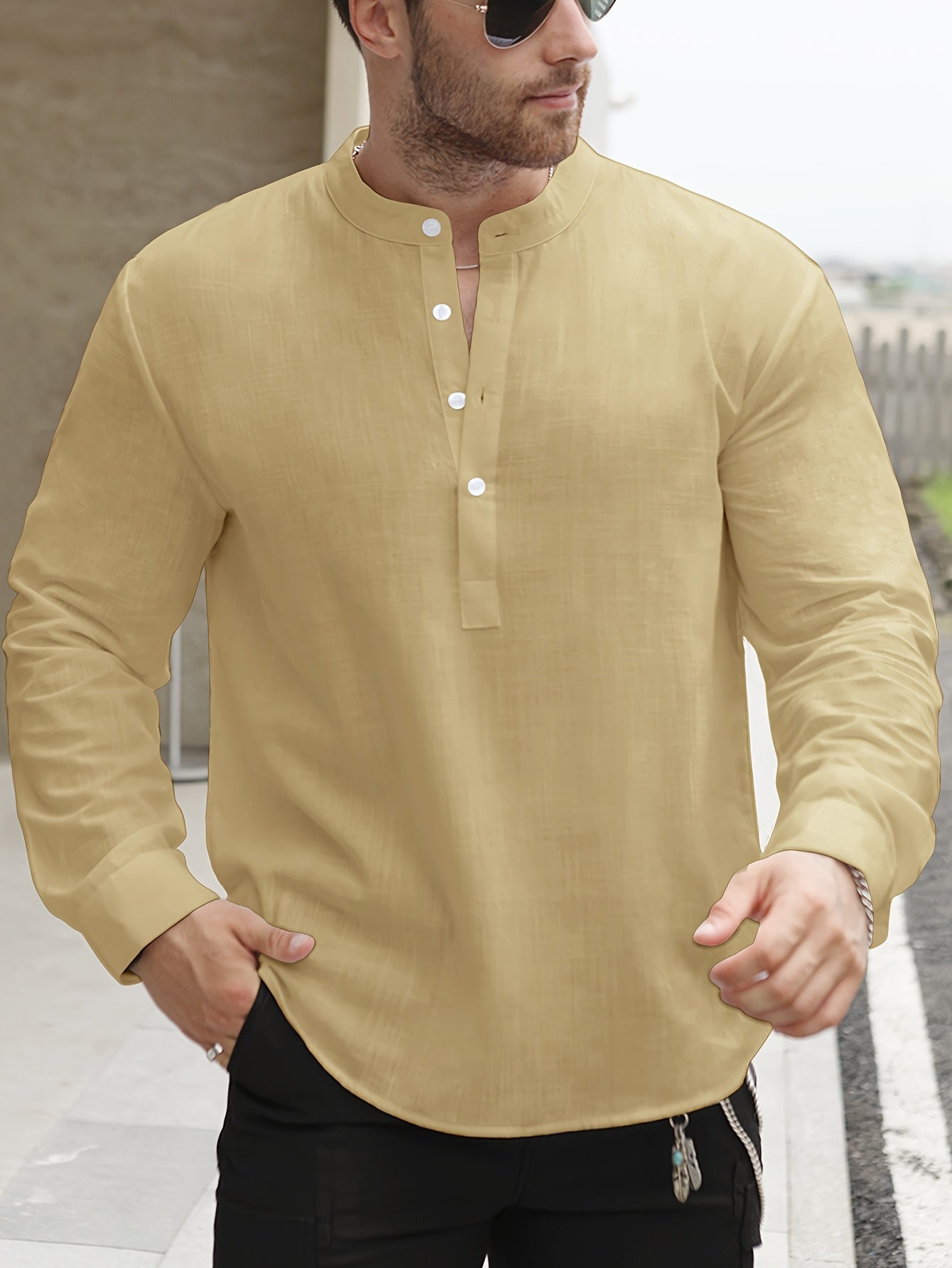 BOAT NECK COTTON SHIRT FOR MEN