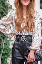 Tiphaine | Blouse à sequins et col V