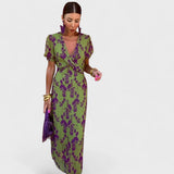 Valentine | Robe longue fleurie à nœud torsadé