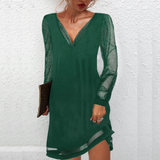 Adeline | Robe de soirée à col V et manches scintillantes