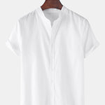 Ensemble — chemise en lin à manches courtes & short à cordon en lin et coton