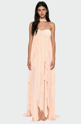 Ludivine | Robe longue bustier à tour de cou et pans fluides