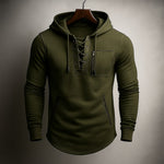 LACE-UP KNIT HOODIE FOR MEN