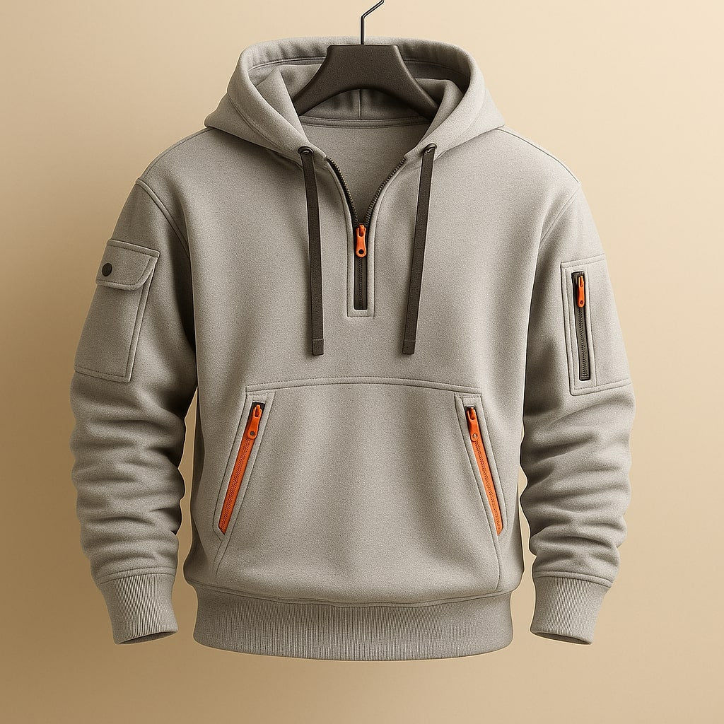 HALF-ZIP FLEECE HOODIE FOR MEN