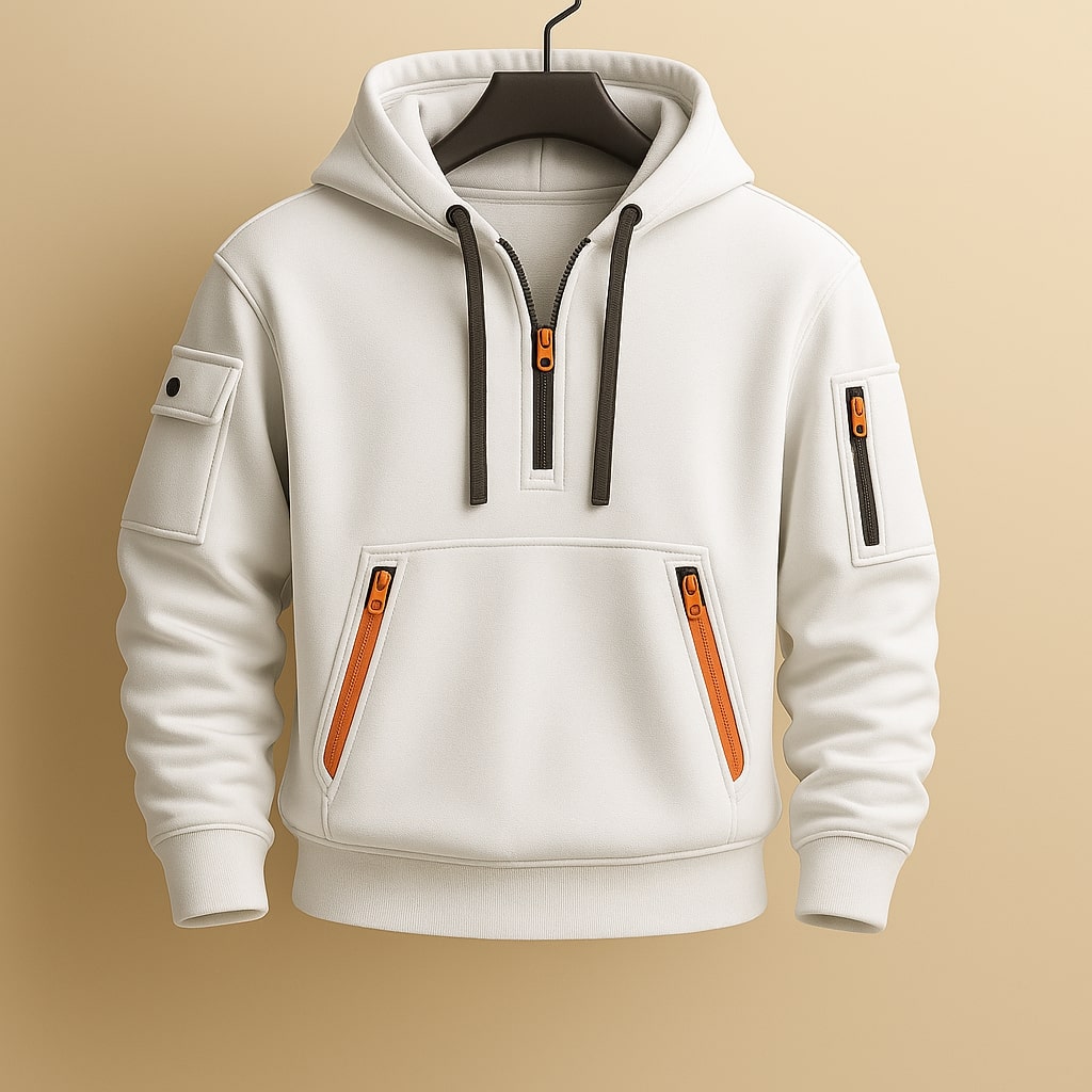 HALF-ZIP FLEECE HOODIE FOR MEN