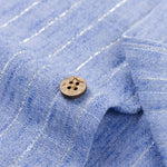 Chemise boutonnée en lin rayé à manches longues