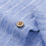Chemise boutonnée en lin rayé à manches longues