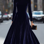 Julie — Robe Midi à Manches Longues Bleu Marine