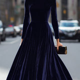Julie — Robe Midi à Manches Longues Bleu Marine