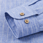 Chemise boutonnée en lin rayé à manches longues