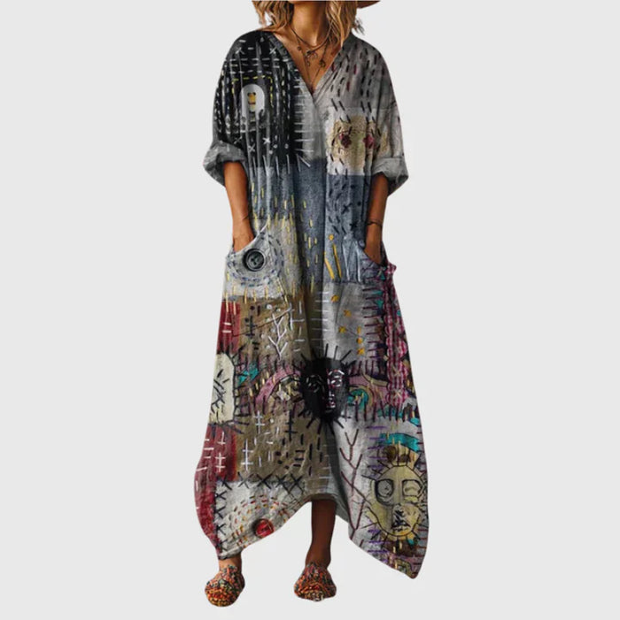 Robe longue à imprimé coloré