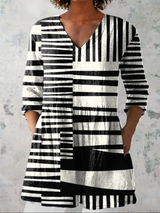 Esther | Blouse longue à col V et motif graphique