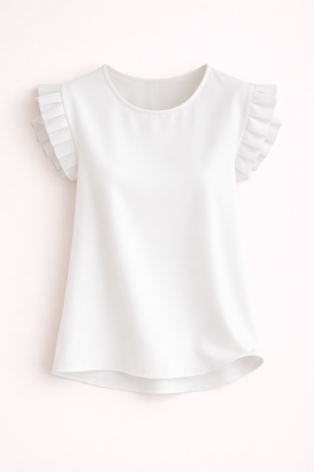 Viviane | Blouse à manches courtes et volants étagés Blanc, photo studio