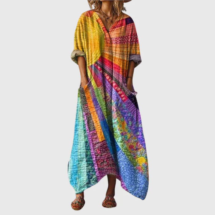 Robe longue à imprimé coloré