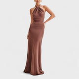 Nadège | Robe longue ajustée à col américain