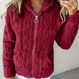 Marie | Sweat zippé à capuche en maille torsadée