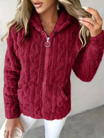 Marie | Sweat zippé à capuche en maille torsadée