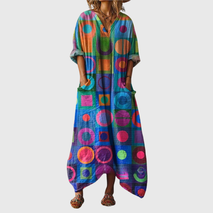 Ludwika | Robe longue extensible à imprimé coloré