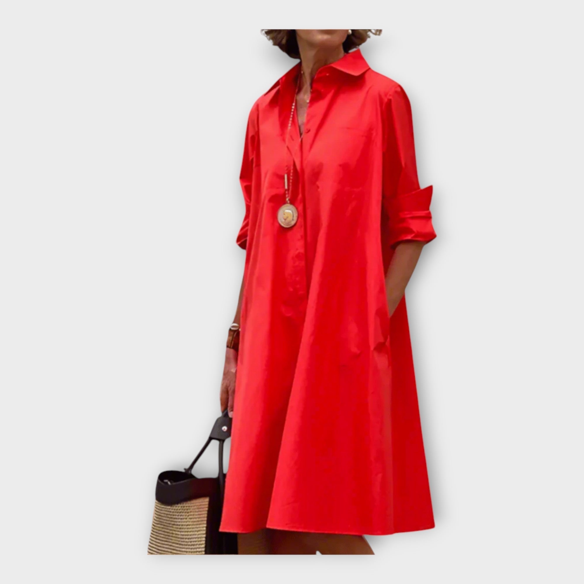 Robe polo élégante en tissu premium Rouge