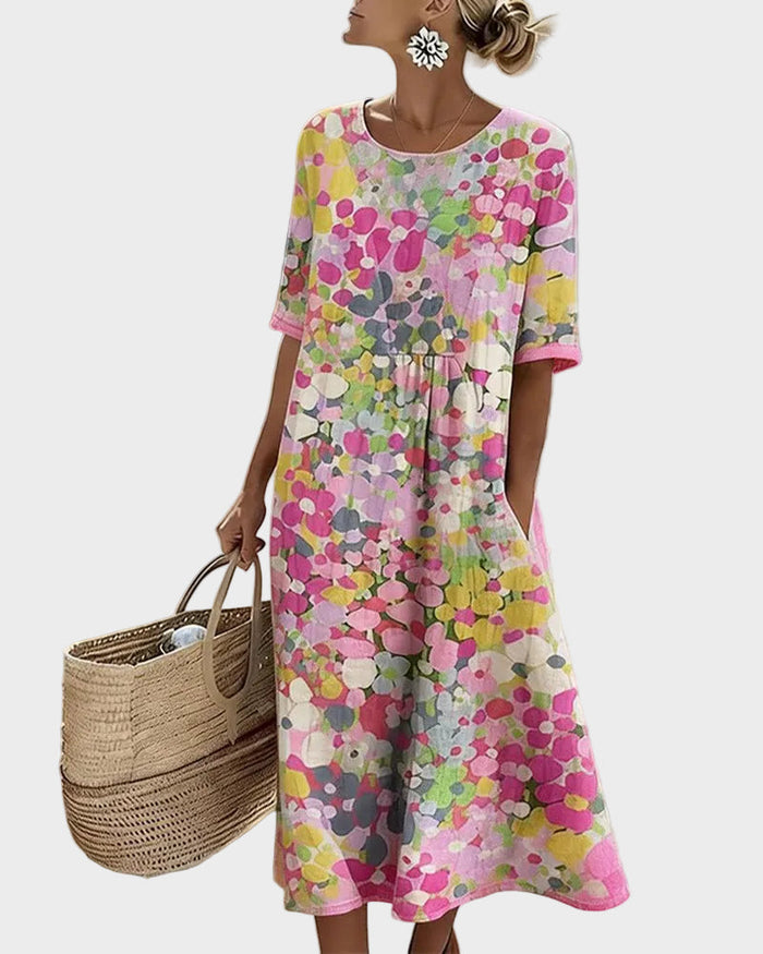 Elena | Robe midi fleurie fluide et légère